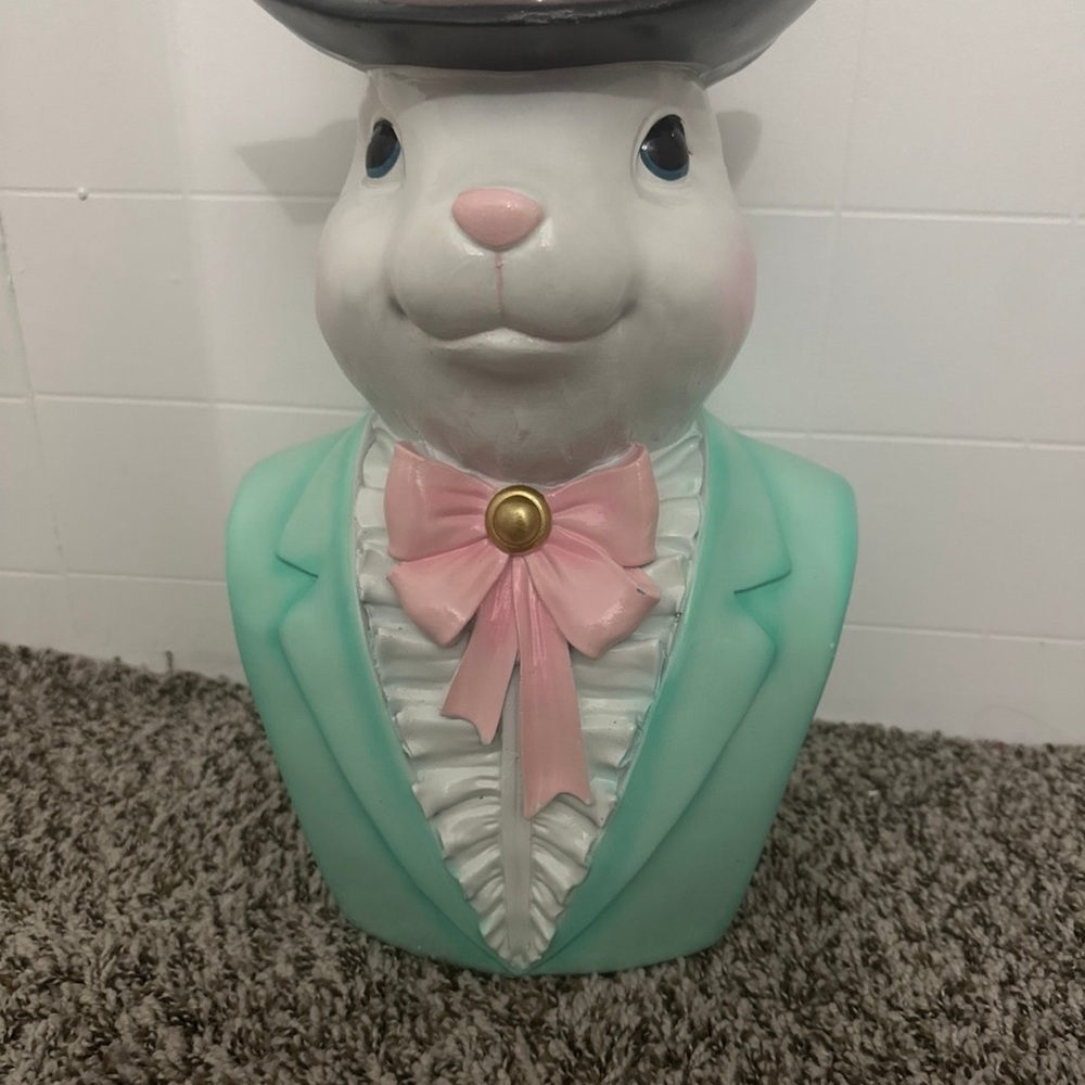 Tophat & Tail XL Rabbit with Bust & Top Hat Figural Easter Spring Home Decor - Picture 4 of 5